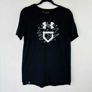 Under Armour Youth XL Baseball Black Short Sleeve HeatGear T-Shirt Crew Neck